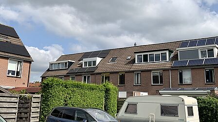 rij zonnepanelen op daken